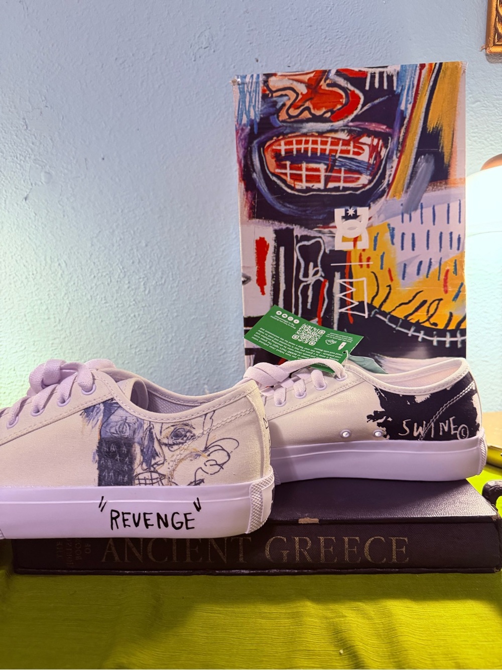 DC White and Black Canvas Sneakers with Graphic Accents